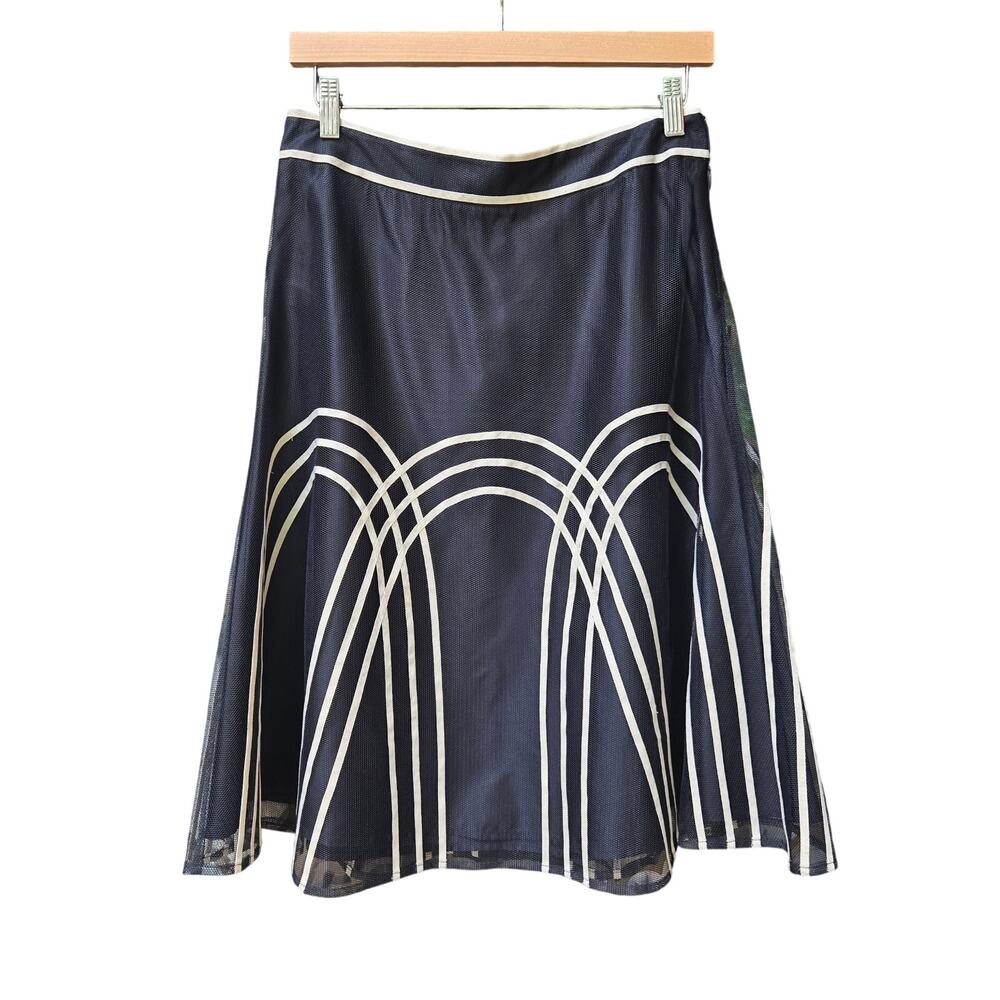 NWT Ann Taylor LOFT Vtg Y2K Art Deco Whimsy Twee Corp Mesh Overlay Midi Skirt 6p